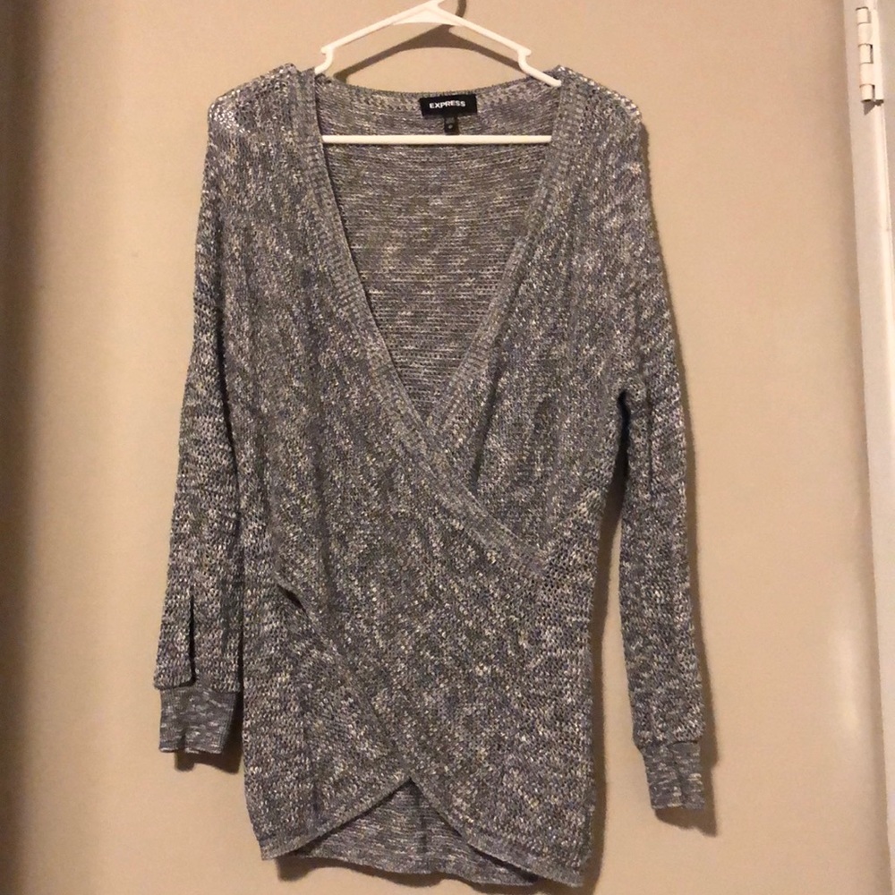 Express Balloon Sleeve wrap sweater